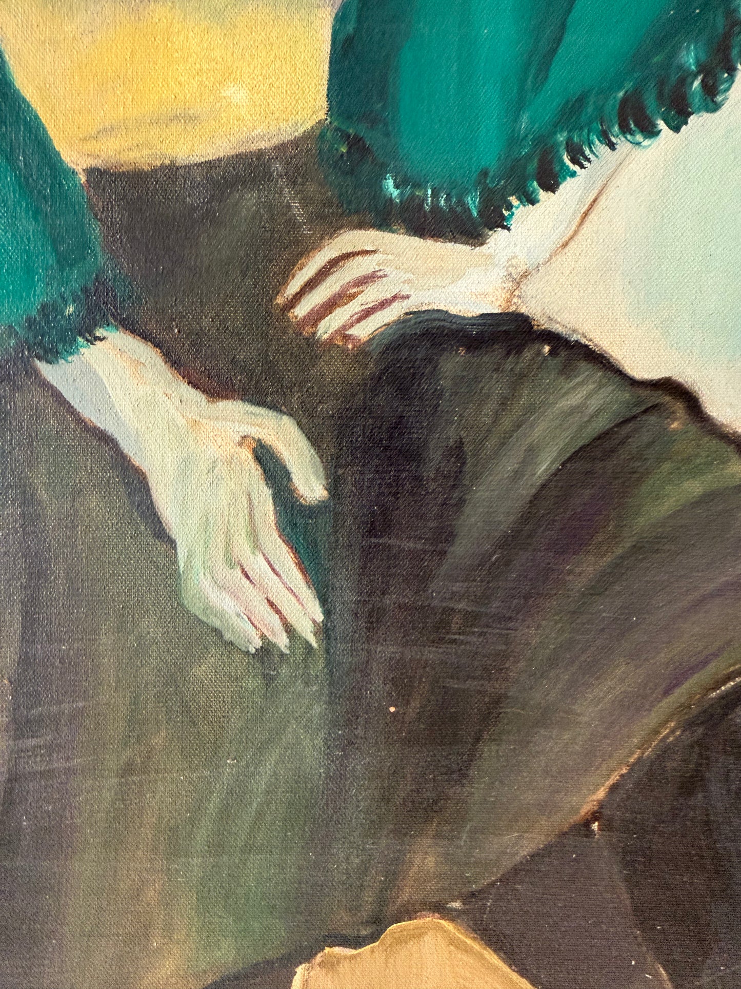 stylized, angular oil portrait of a woman by M. Wexler