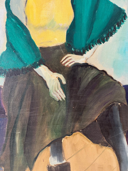 stylized, angular oil portrait of a woman by M. Wexler