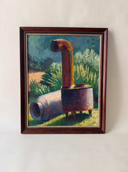 20th century still life oil painting on board with thick textures by Sean Taylor