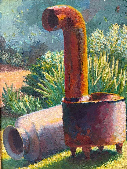 20th century still life oil painting on board with thick textures by Sean Taylor