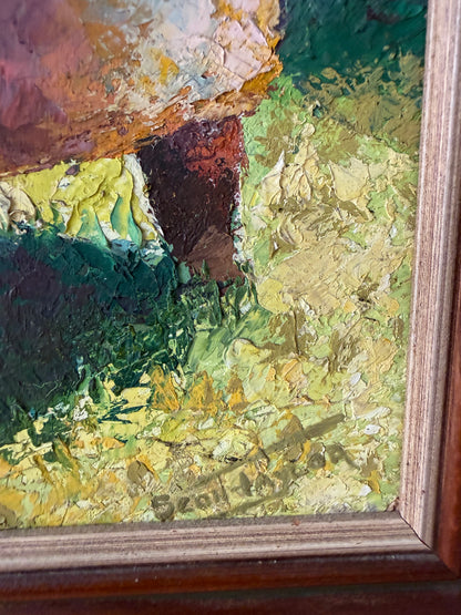 20th century still life oil painting on board with thick textures by Sean Taylor