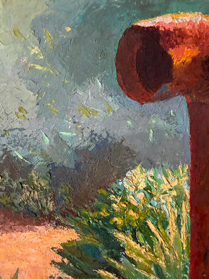 20th century still life oil painting on board with thick textures by Sean Taylor