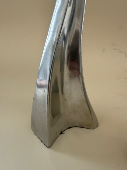 1980s set of three aluminum "swan" candlestick holders designed by Matthew Hilton