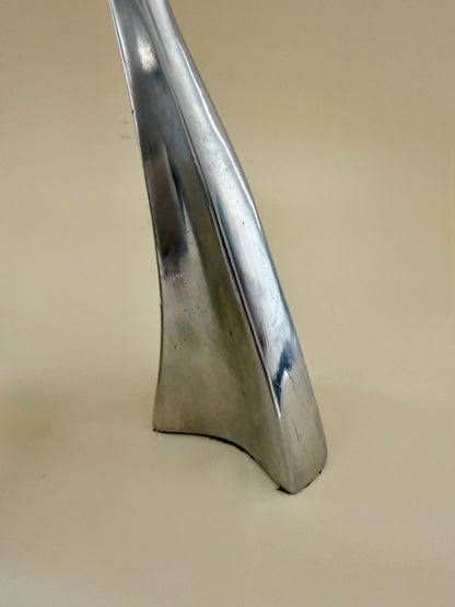 1980s set of three aluminum "swan" candlestick holders designed by Matthew Hilton