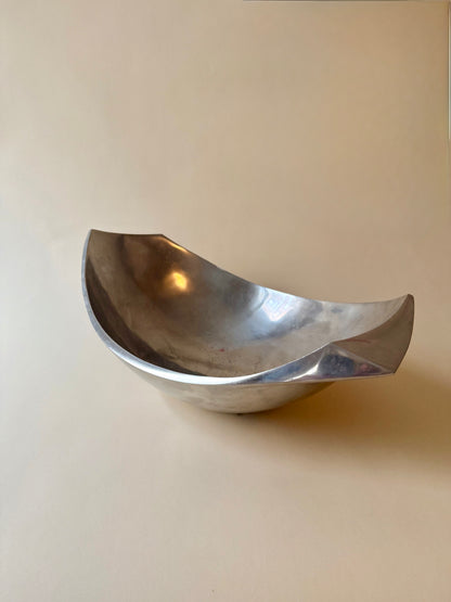 1980s Metaal Silver Tone Aluminum Large Fruit Bowl Designed by Michael Lax