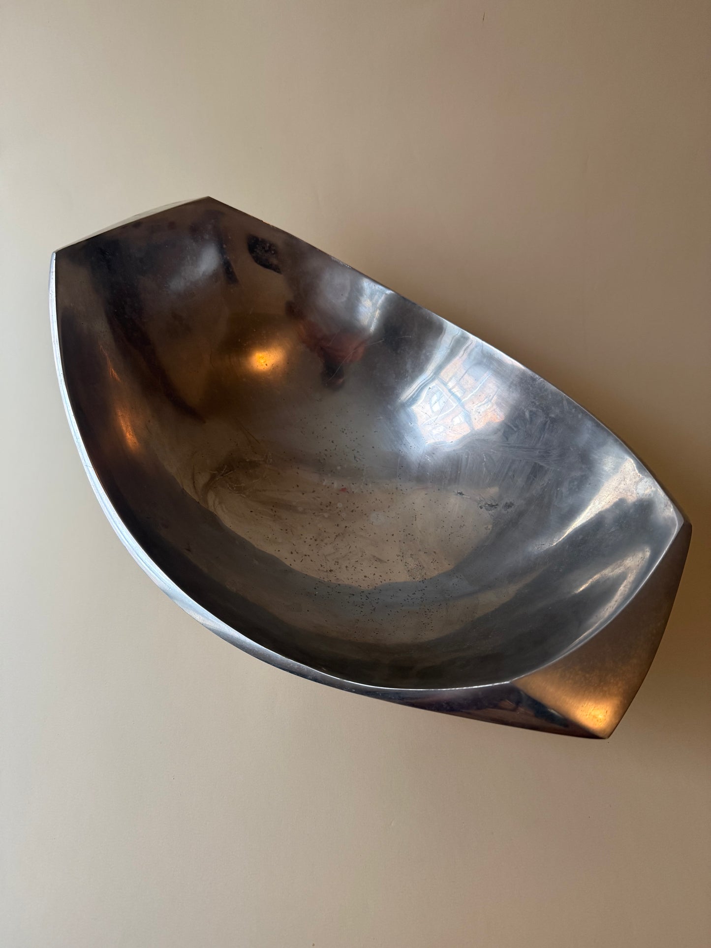 1980s Metaal Silver Tone Aluminum Large Fruit Bowl Designed by Michael Lax