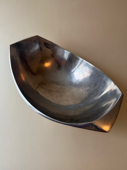 1980s Metaal Silver Tone Aluminum Large Fruit Bowl Designed by Michael Lax