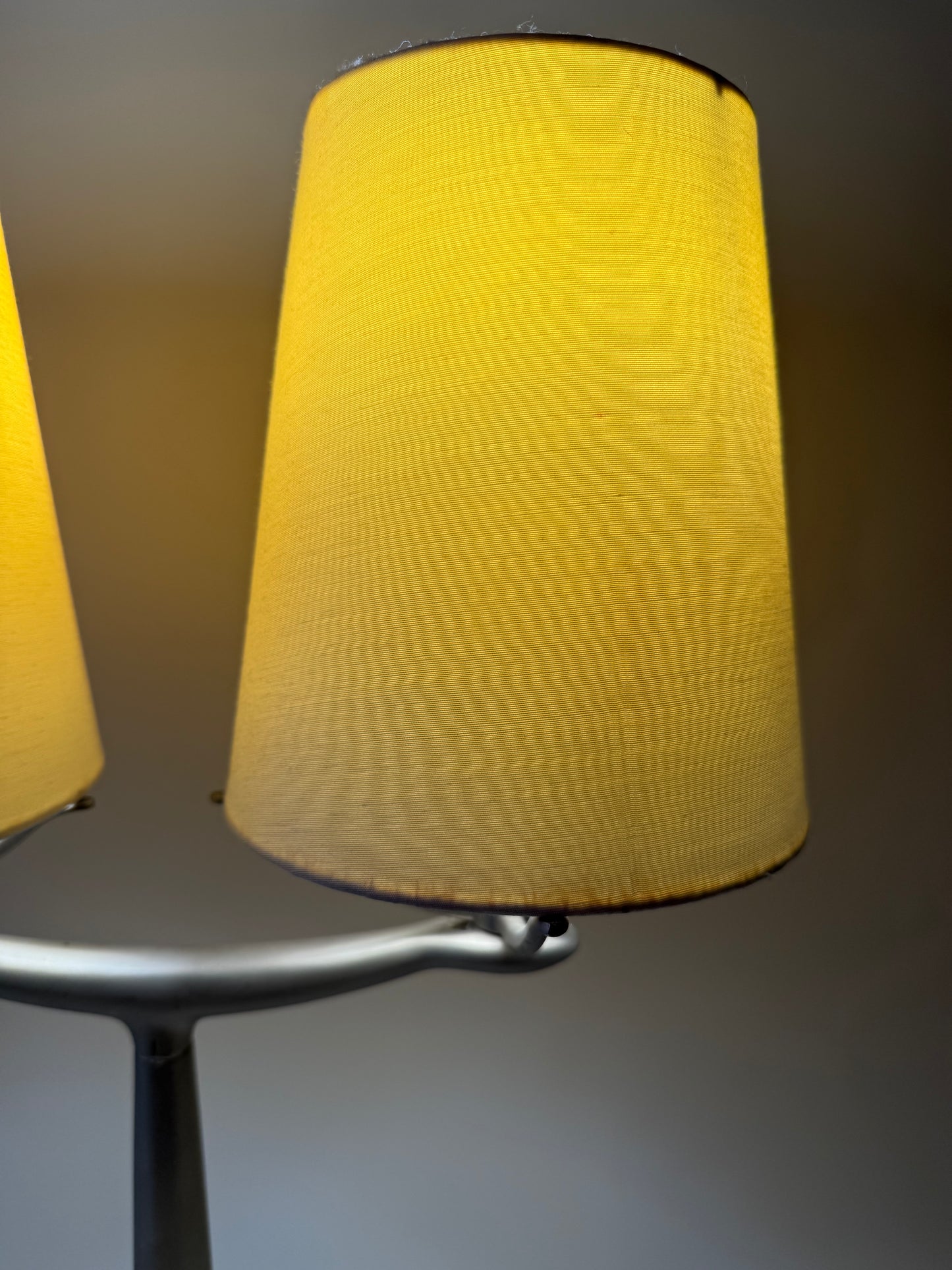 1990s Modernist Brused Metal Double Shaded Lamp by Michael Graves