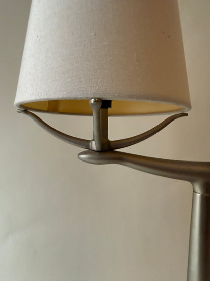 1990s Modernist Brused Metal Double Shaded Lamp by Michael Graves