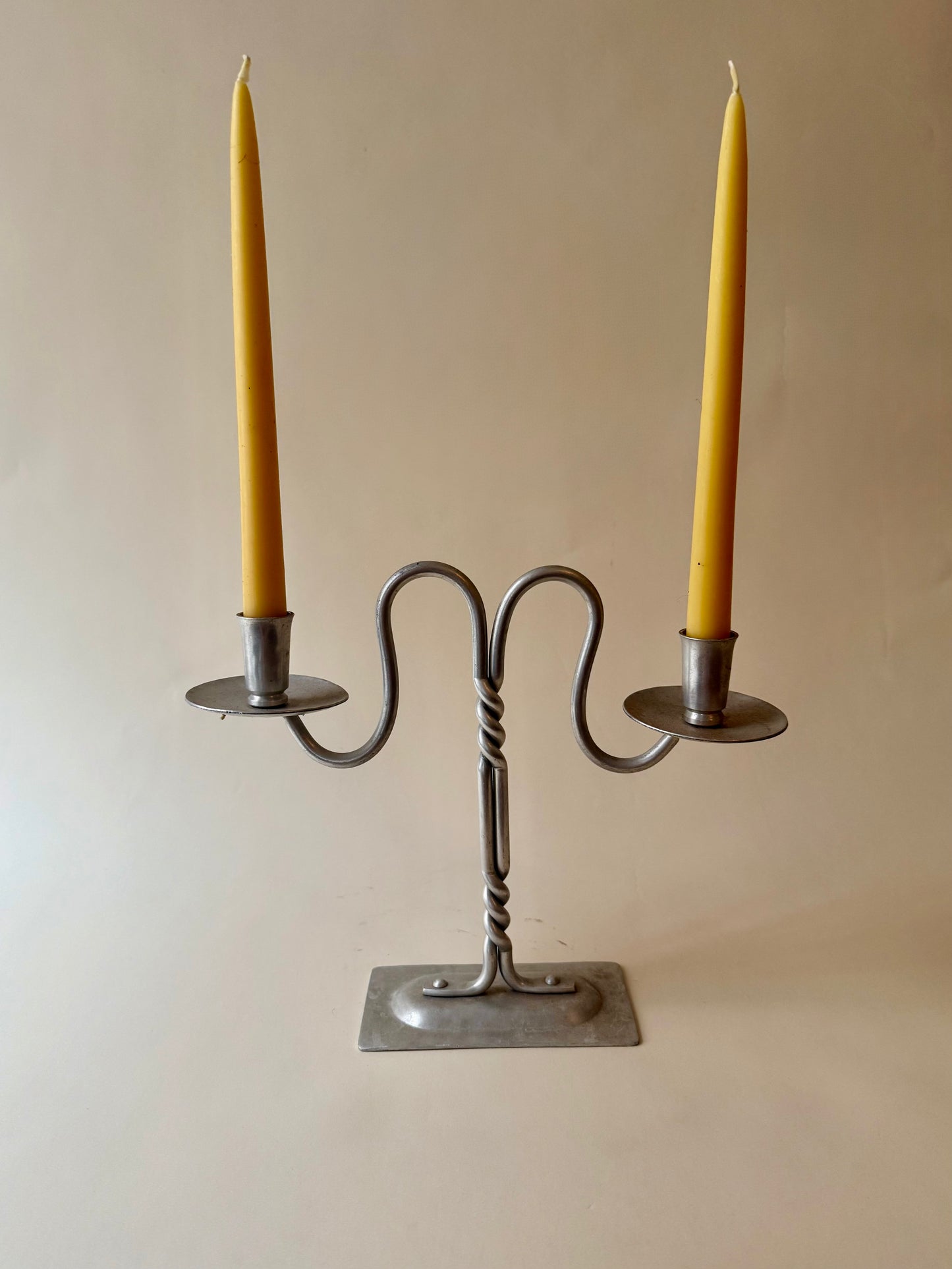 pair of twist pewter double candleholders by Buenilum