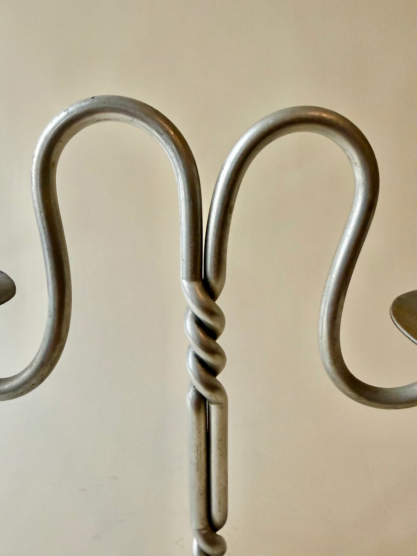 pair of twist pewter double candleholders by Buenilum