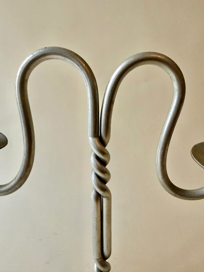 pair of twist pewter double candleholders by Buenilum
