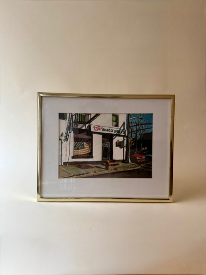 realistic watercolor painting called "Trenton Auto" by Jeff Jarvis