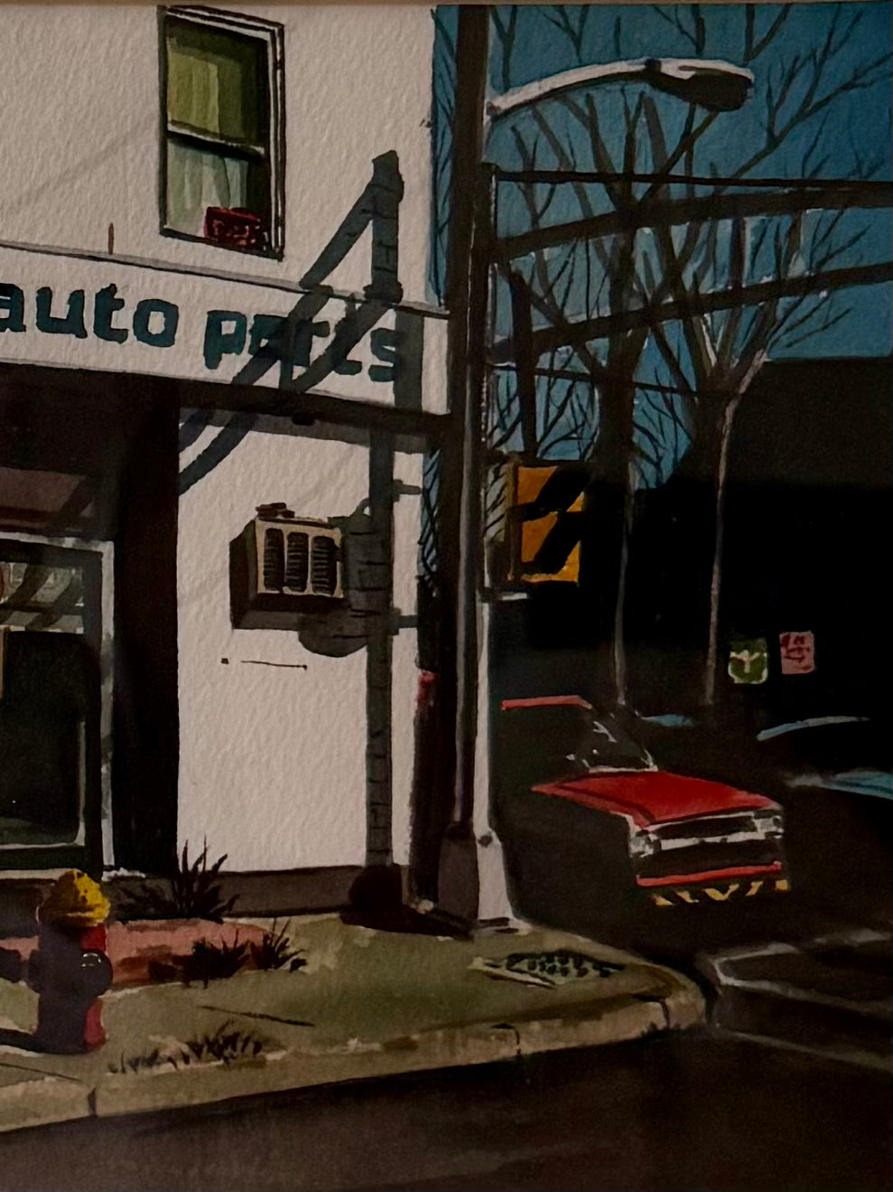 realistic watercolor painting called "Trenton Auto" by Jeff Jarvis