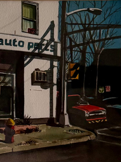 realistic watercolor painting called "Trenton Auto" by Jeff Jarvis