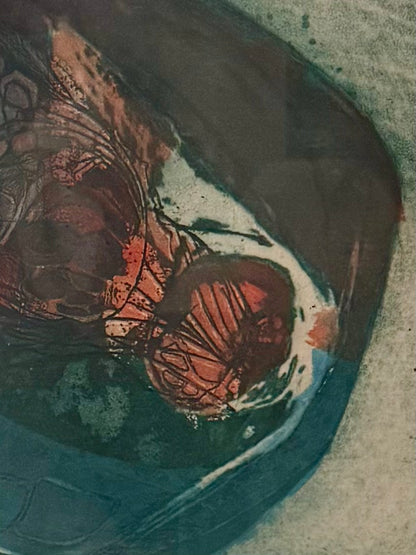Abstract Mid Century Color Etching Signed Patterson from 1969