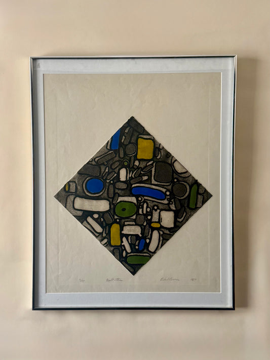Robert Broner 1976 etching entitled "night stones"