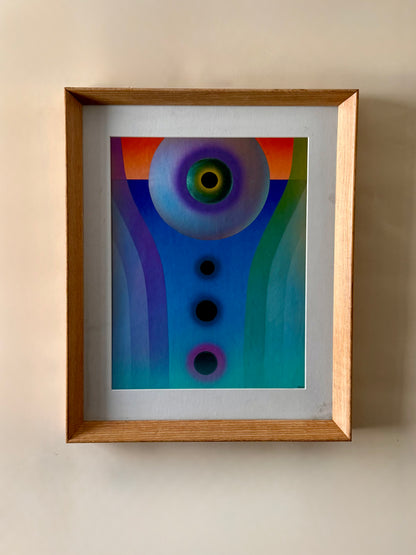contemporary signed abstract painting in vintage frame