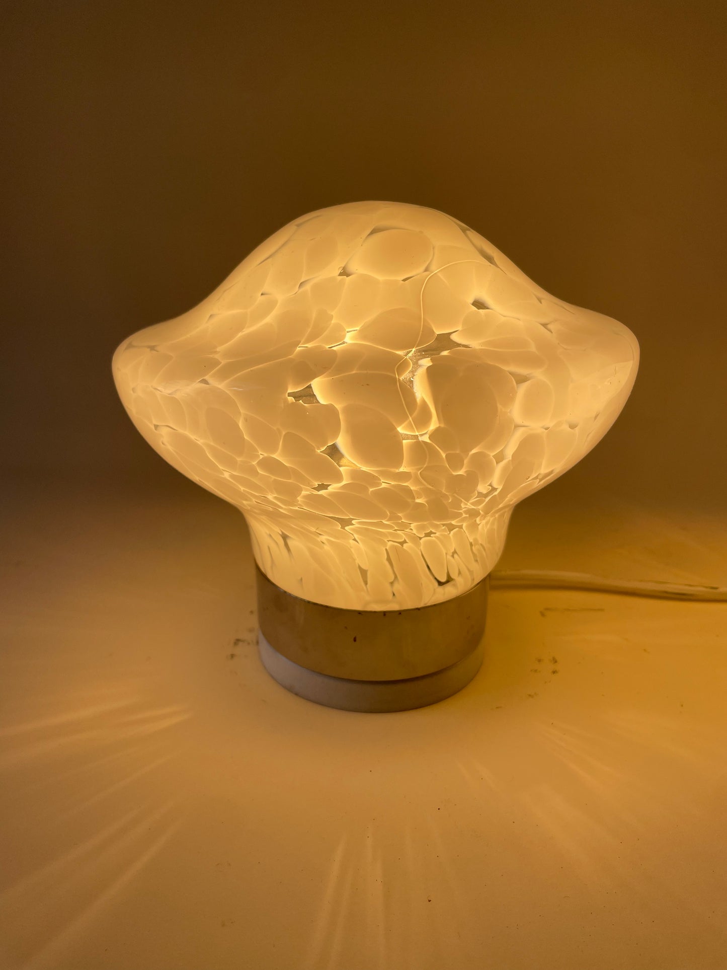 vintage pair of 1970s handblown glass table lamps attributed to Murano