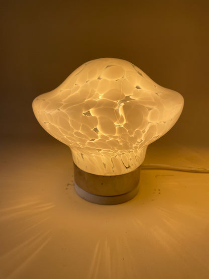 vintage pair of 1970s handblown glass table lamps attributed to Murano