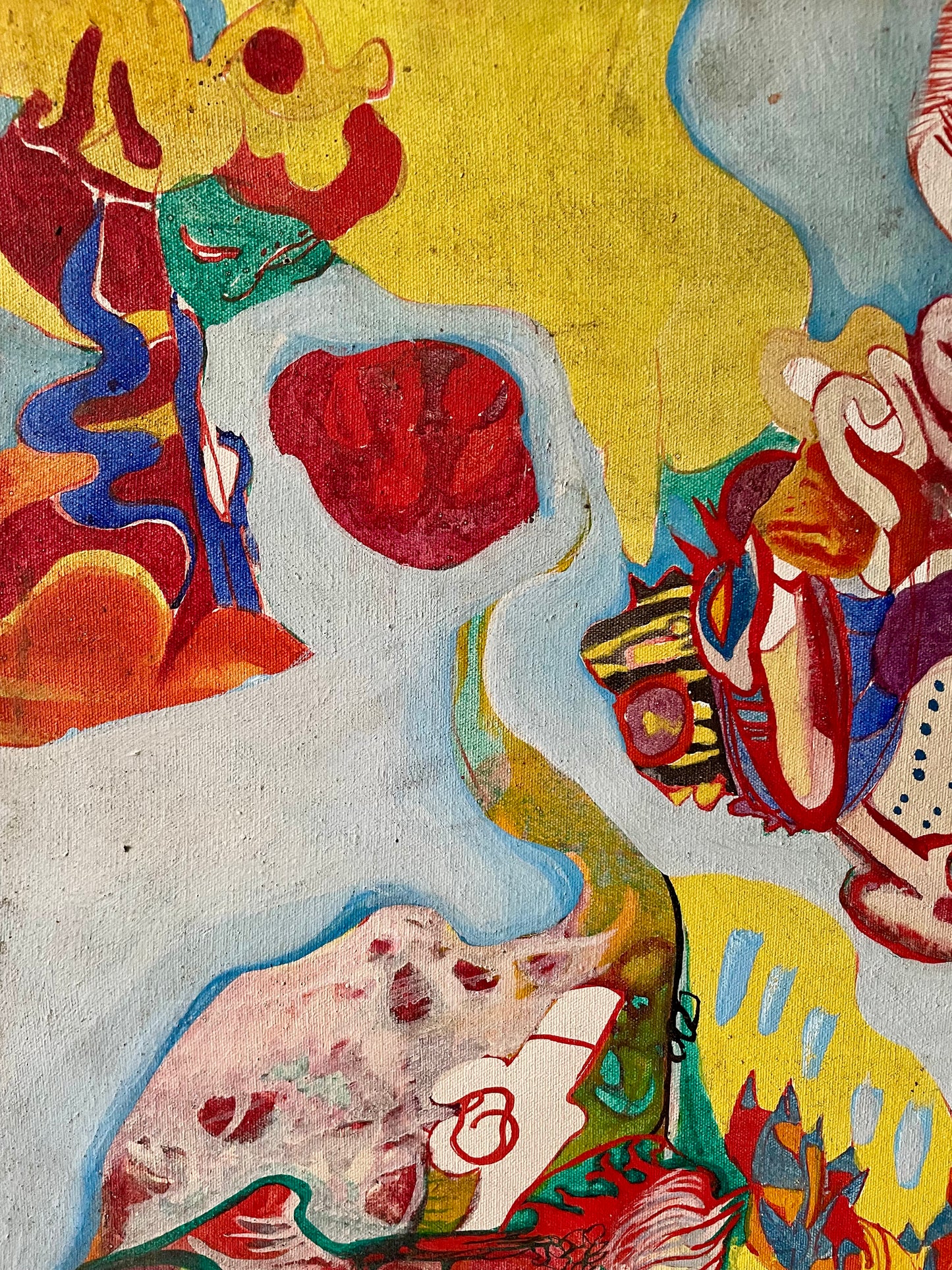 vintage abstract surrealist acrylic painting on canvas by Christine McGinnis