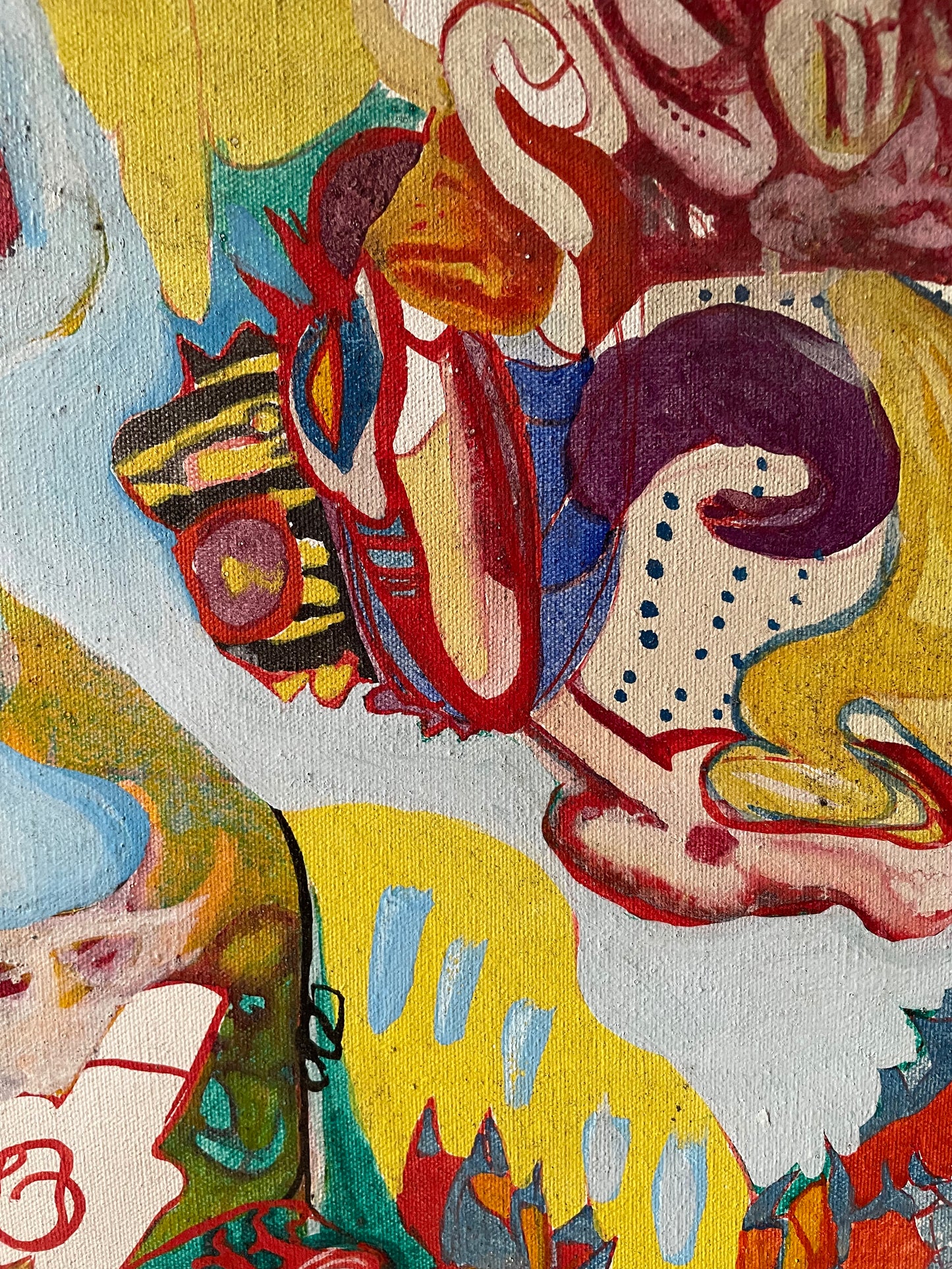 vintage abstract surrealist acrylic painting on canvas by Christine McGinnis