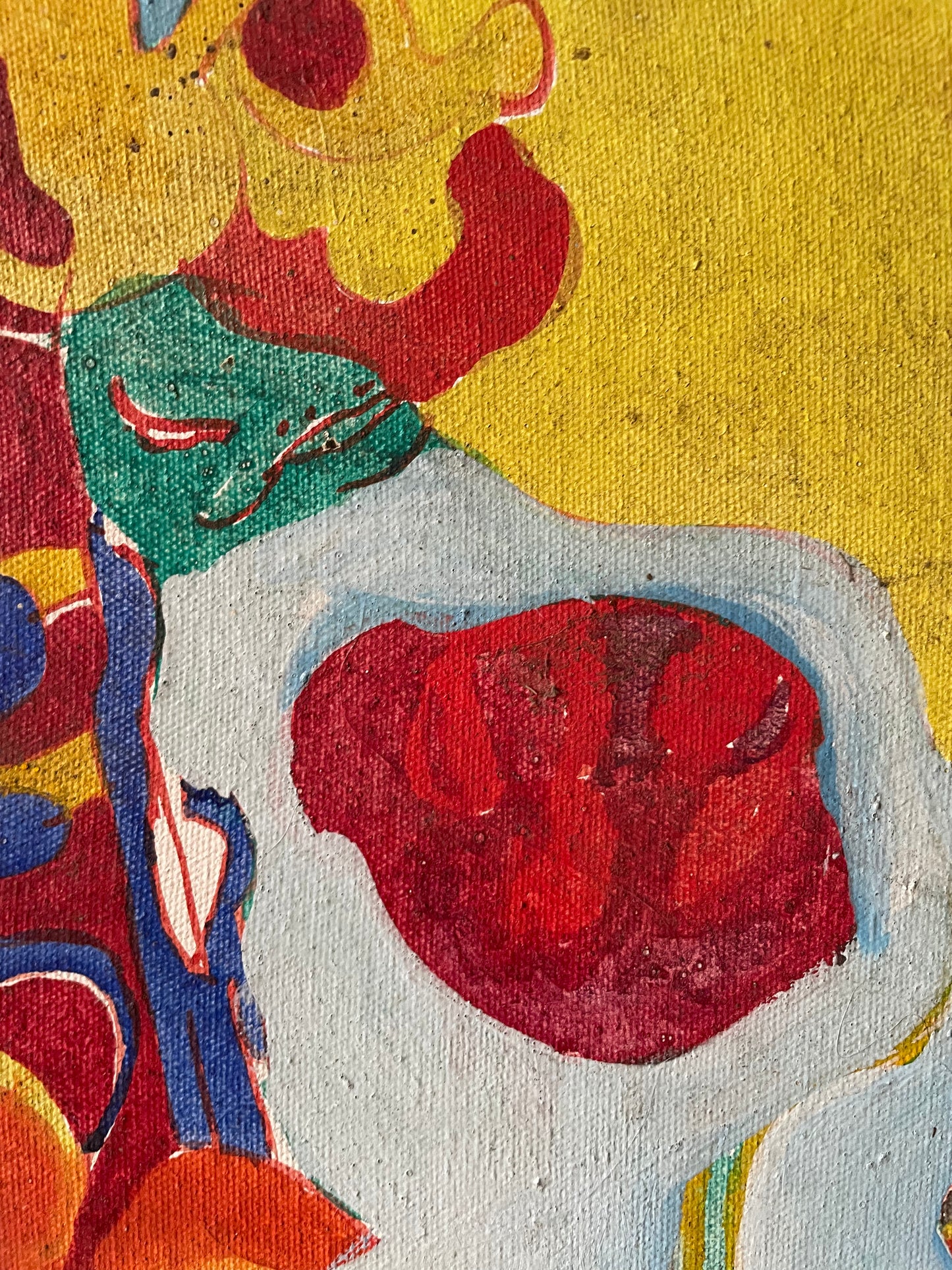 vintage abstract surrealist acrylic painting on canvas by Christine McGinnis