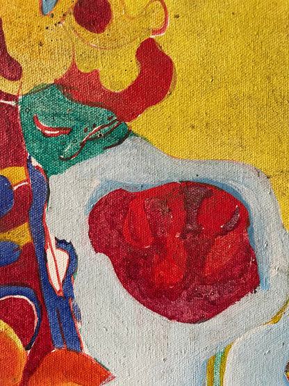 vintage abstract surrealist acrylic painting on canvas by Christine McGinnis