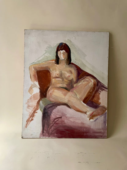 vintage expressionist female nude painting