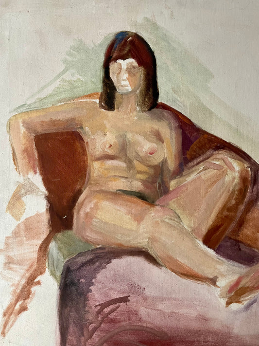 vintage expressionist female nude painting