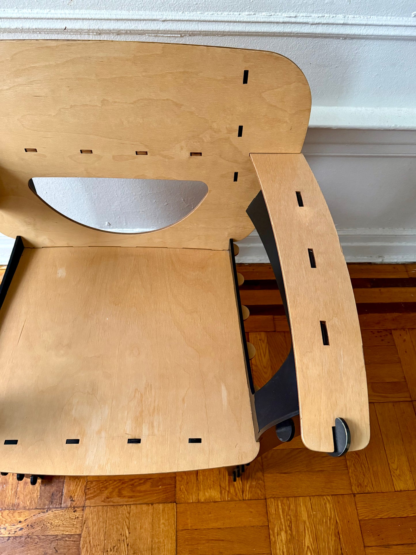 vintage postmodern 1991 puzzle chair by David Kawecki