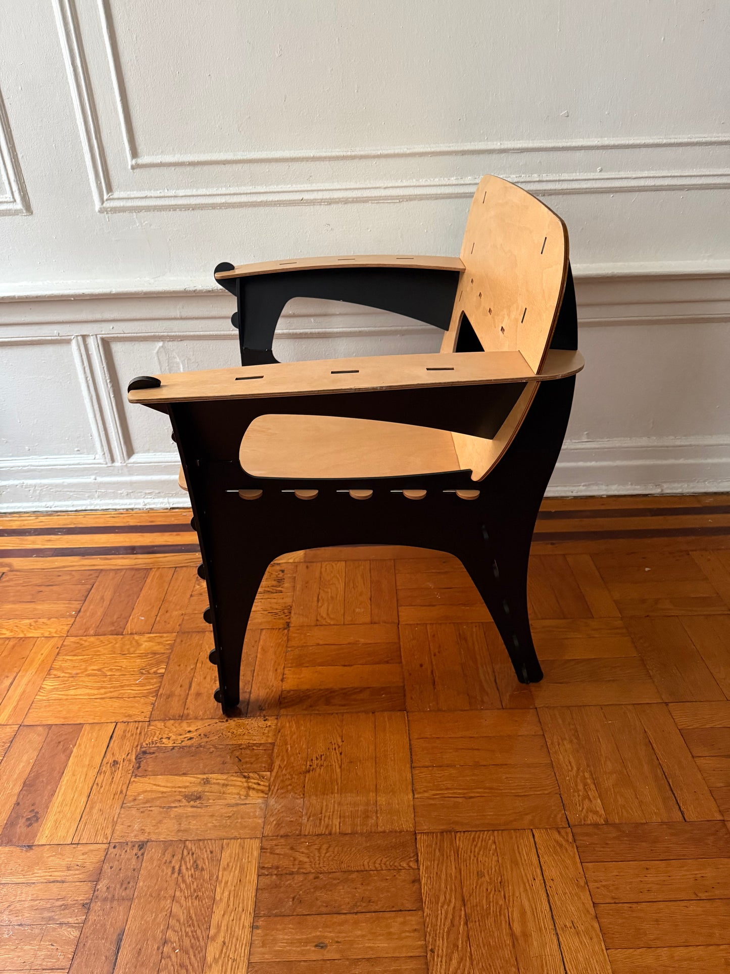 vintage postmodern 1991 puzzle chair by David Kawecki