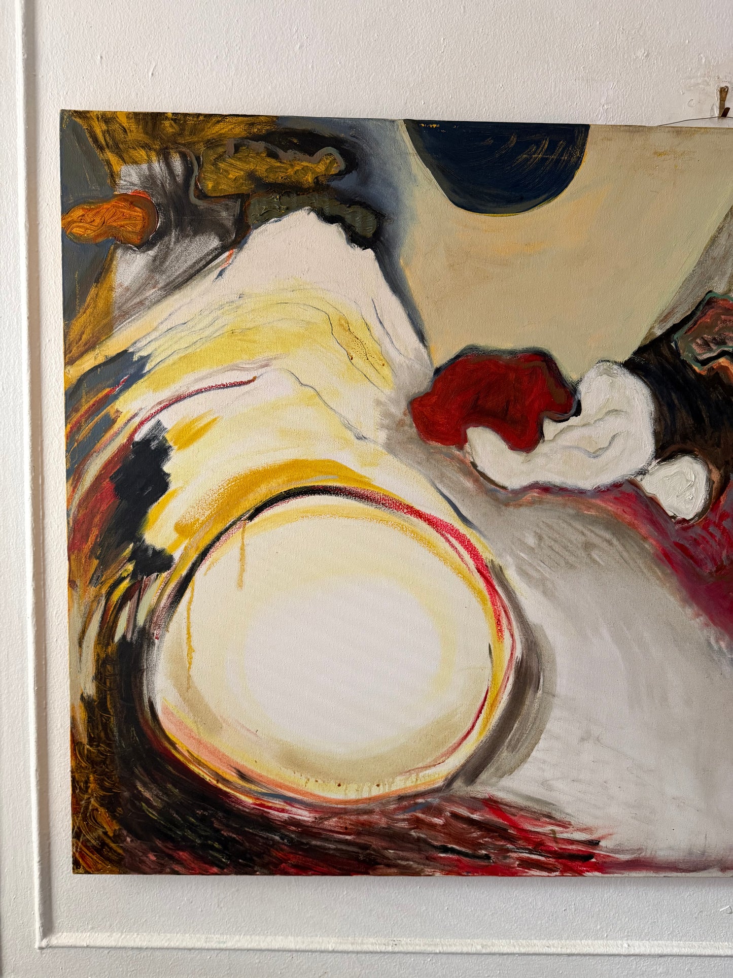vintage extra large abstract textural painting from 1984 by Roberta Crown