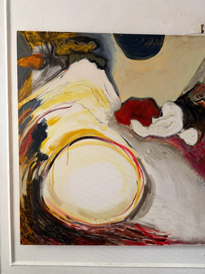 vintage extra large abstract textural painting from 1984 by Roberta Crown