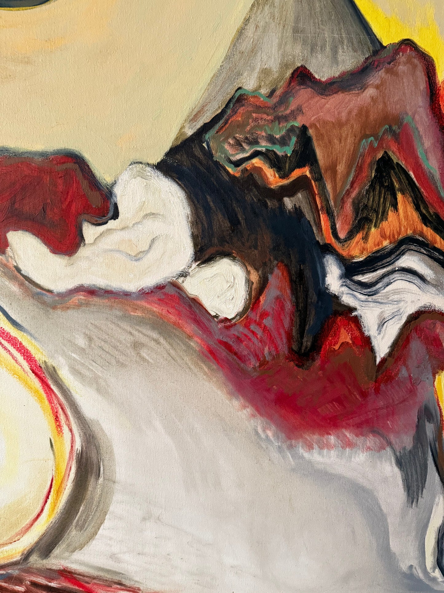 vintage extra large abstract textural painting from 1984 by Roberta Crown