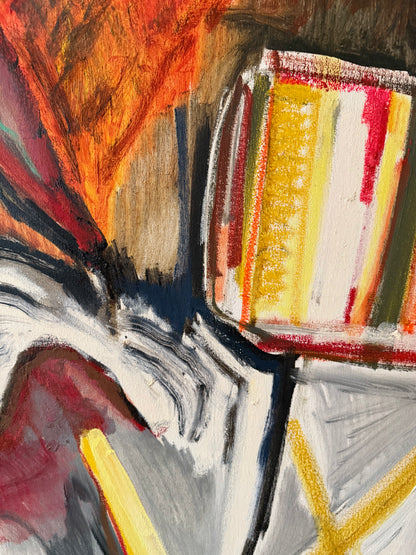 vintage extra large abstract textural painting from 1984 by Roberta Crown