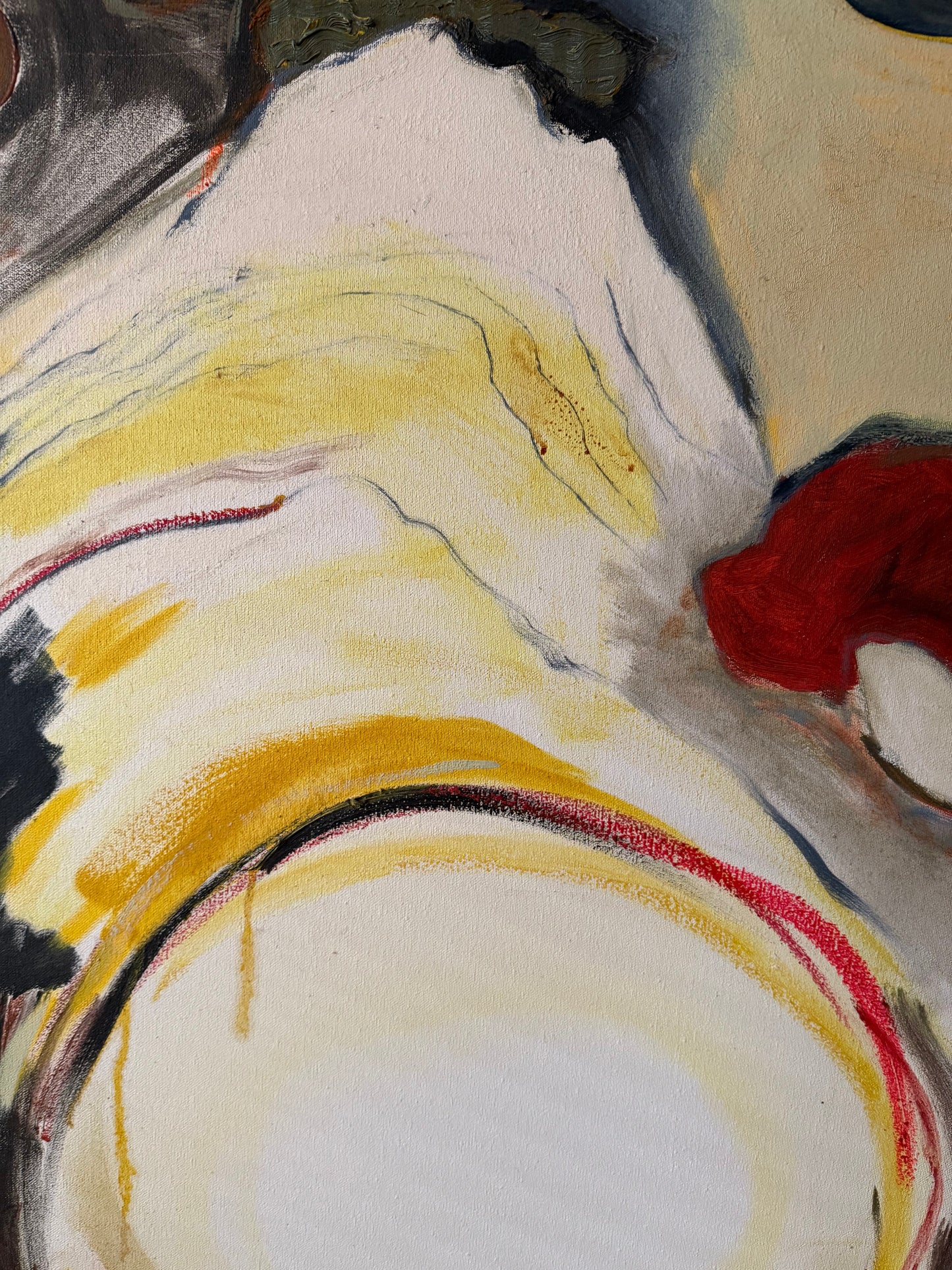 vintage extra large abstract textural painting from 1984 by Roberta Crown