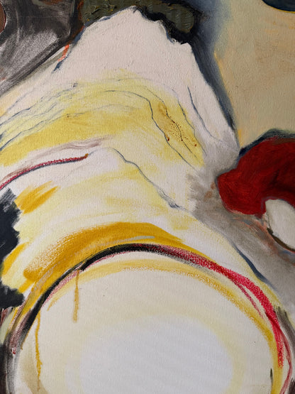 vintage extra large abstract textural painting from 1984 by Roberta Crown