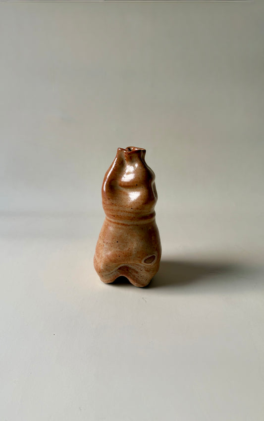 vintage light brown studio pottery unique vase