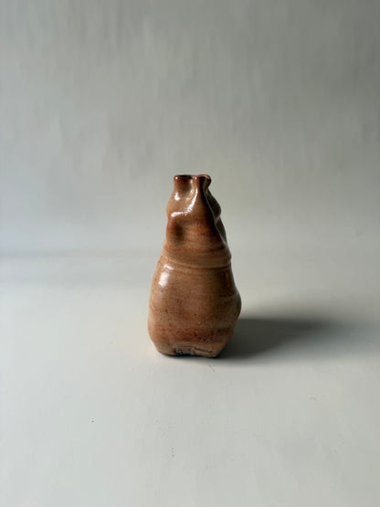 vintage light brown studio pottery unique vase