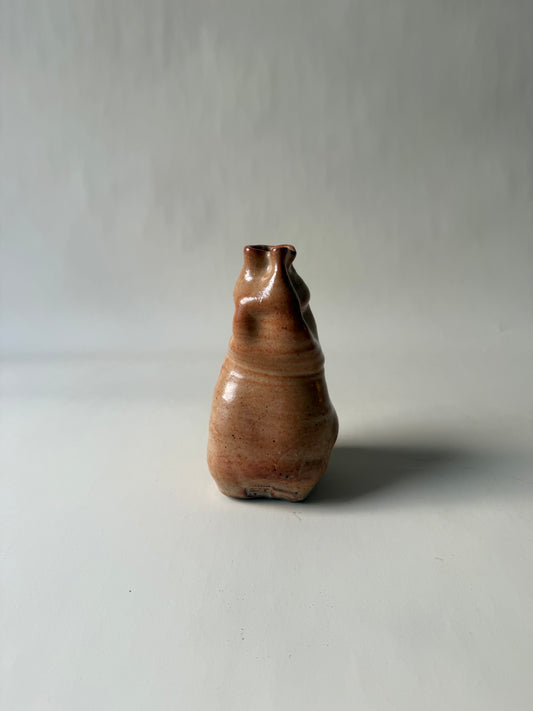 vintage light brown studio pottery unique vase