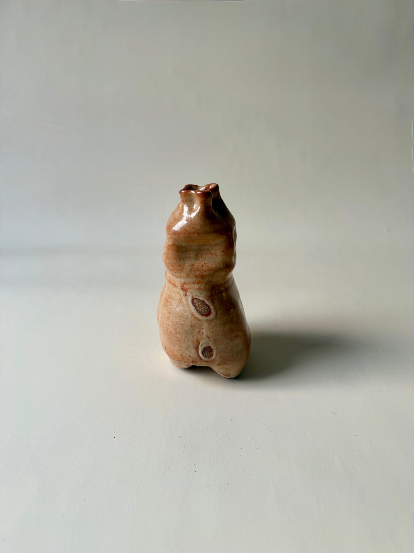 vintage light brown studio pottery unique vase