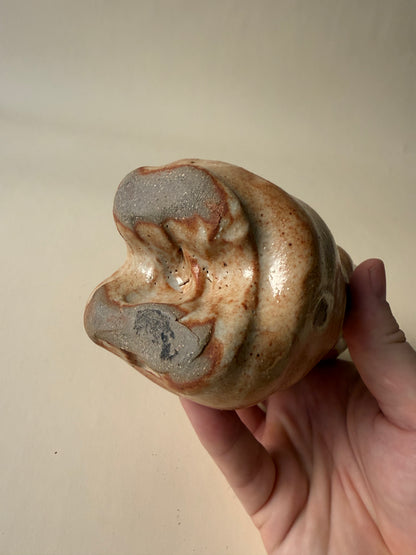 vintage light brown studio pottery unique vase