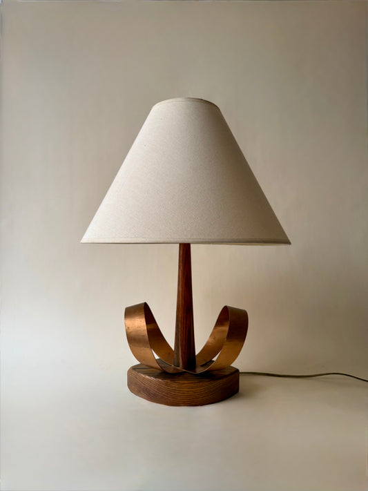1950s walnut and copper Yasha Heifetz table lamp