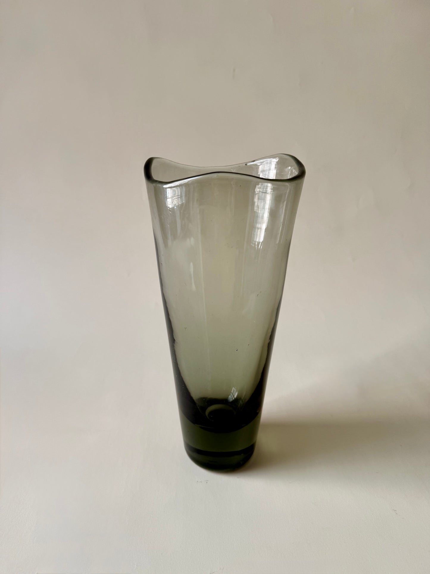 vintage 1962 holmegaard by Per Luken smoked glass vase