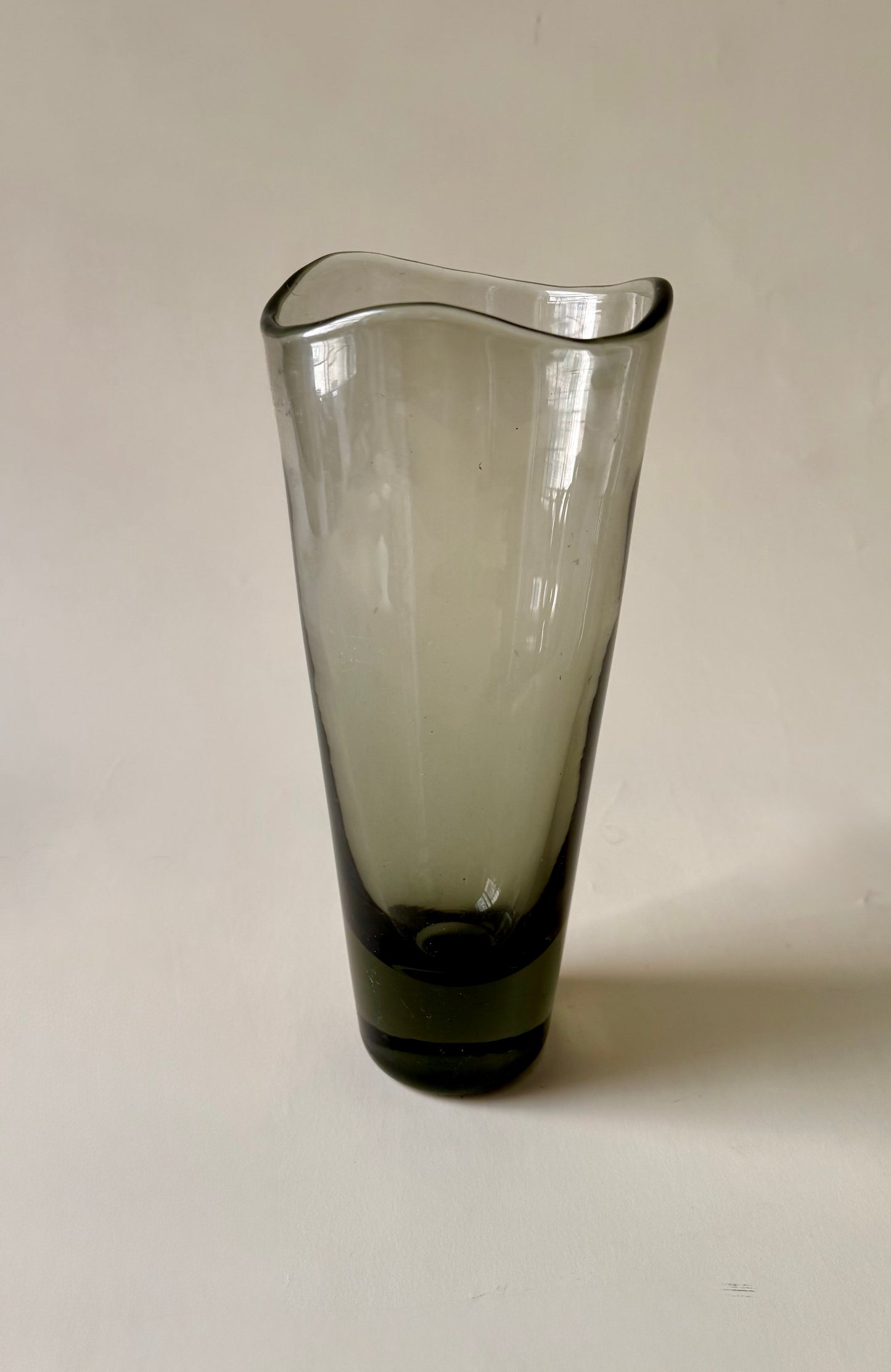 vintage 1962 holmegaard by Per Luken smoked glass vase