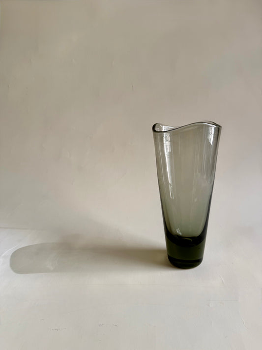 vintage 1962 holmegaard by Per Luken smoked glass vase
