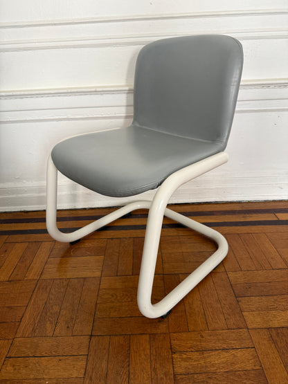 vintage 1980's leather and metal paperclip dining chairs by kinetics canada