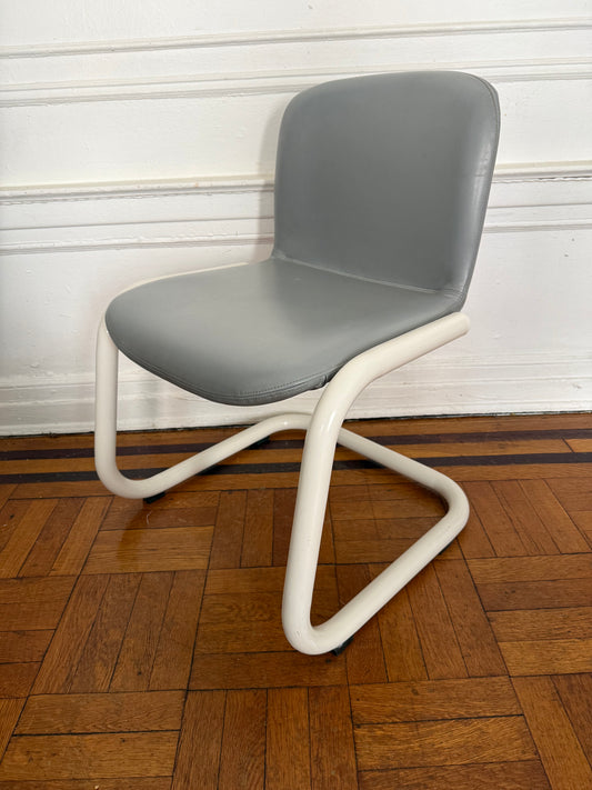 vintage 1980's leather and metal paperclip dining chairs by kinetics canada