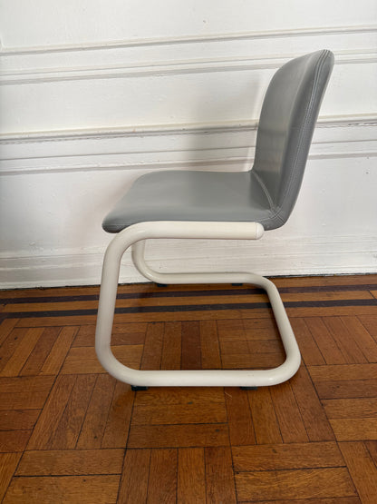 vintage 1980's leather and metal paperclip dining chairs by kinetics canada